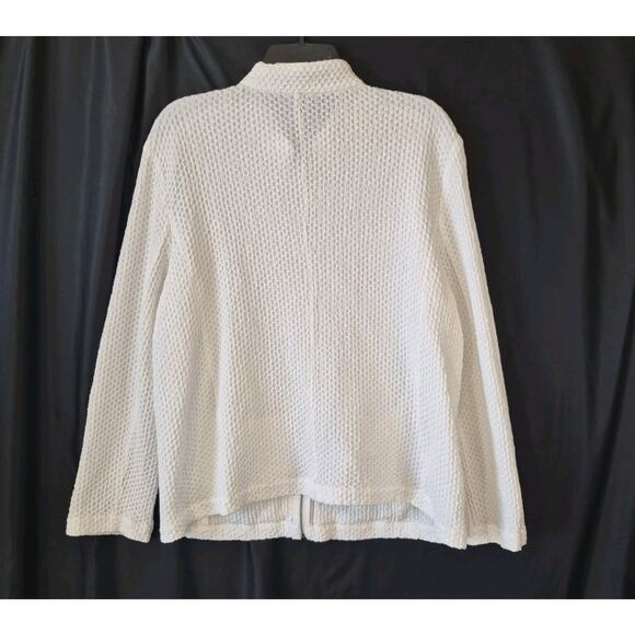 New Eileen Fisher White Textured Stand Collar Full Zip Jacket XL - Picture 7 of 8